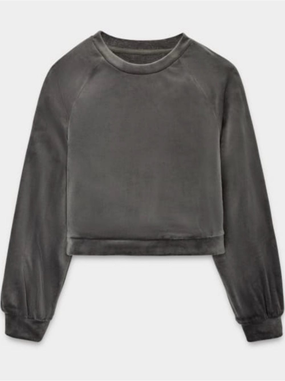 UGG Beckner Cropped Gray Velvet Long Sleeve Pullover Sweatshirt - Picture 2 of 9